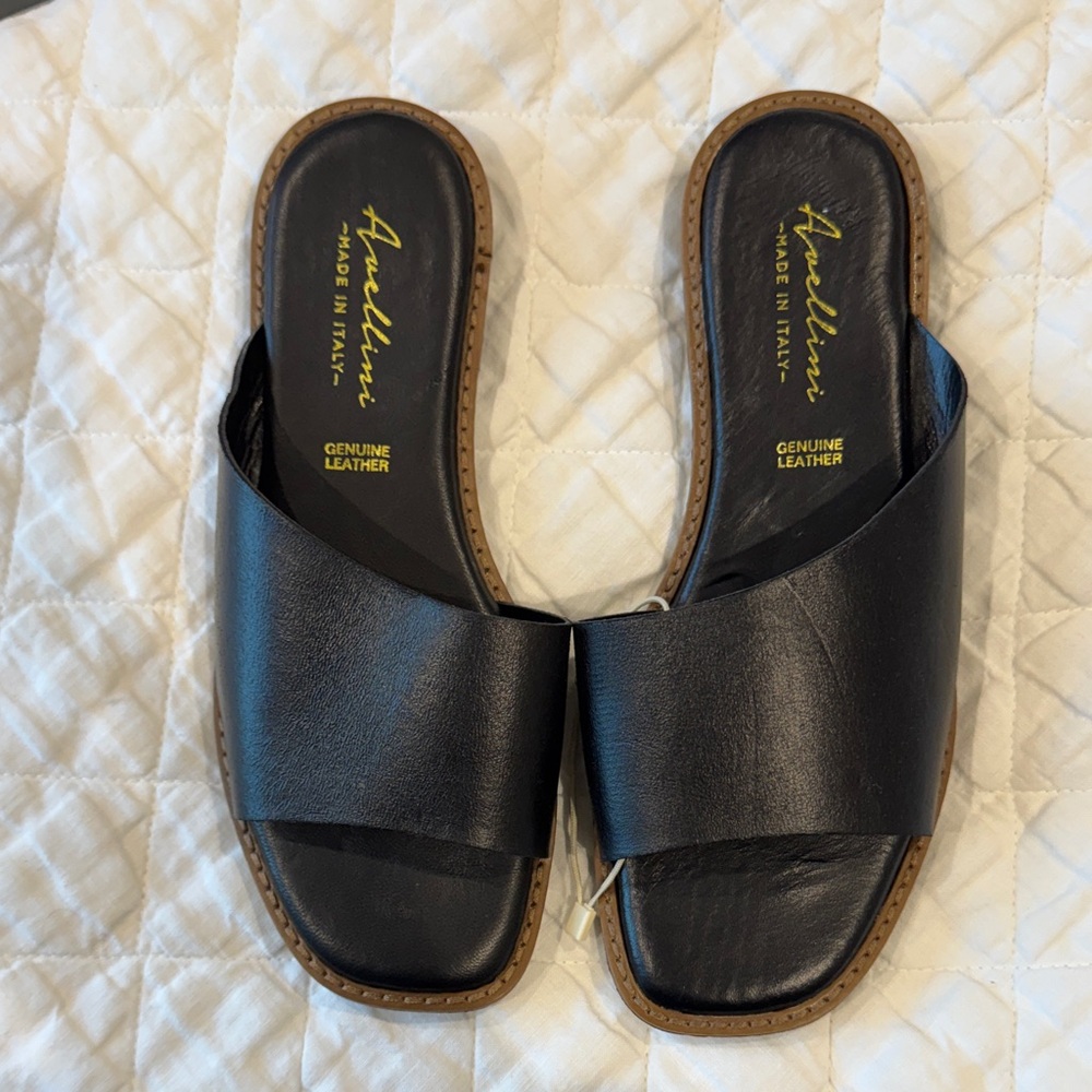 Avellini Black Leather Women's Sandals